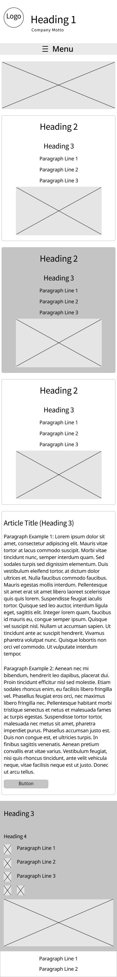 home page mobile wireframe