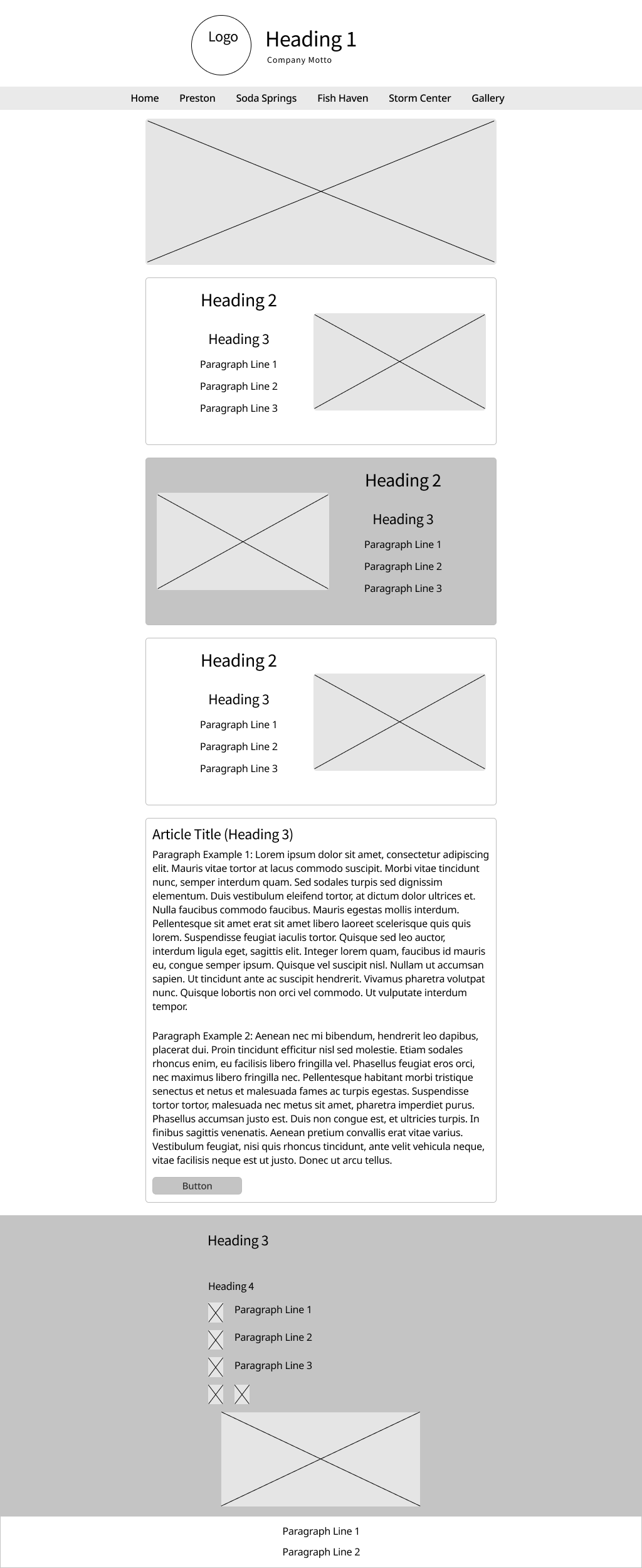 home page tablet wiireframe
